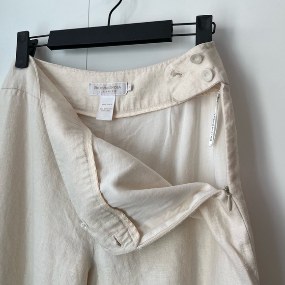 British India 100% Linen Pants Beige Cream Straight Leg Trousers, 5 (28” waist) - Picture 10 of 15